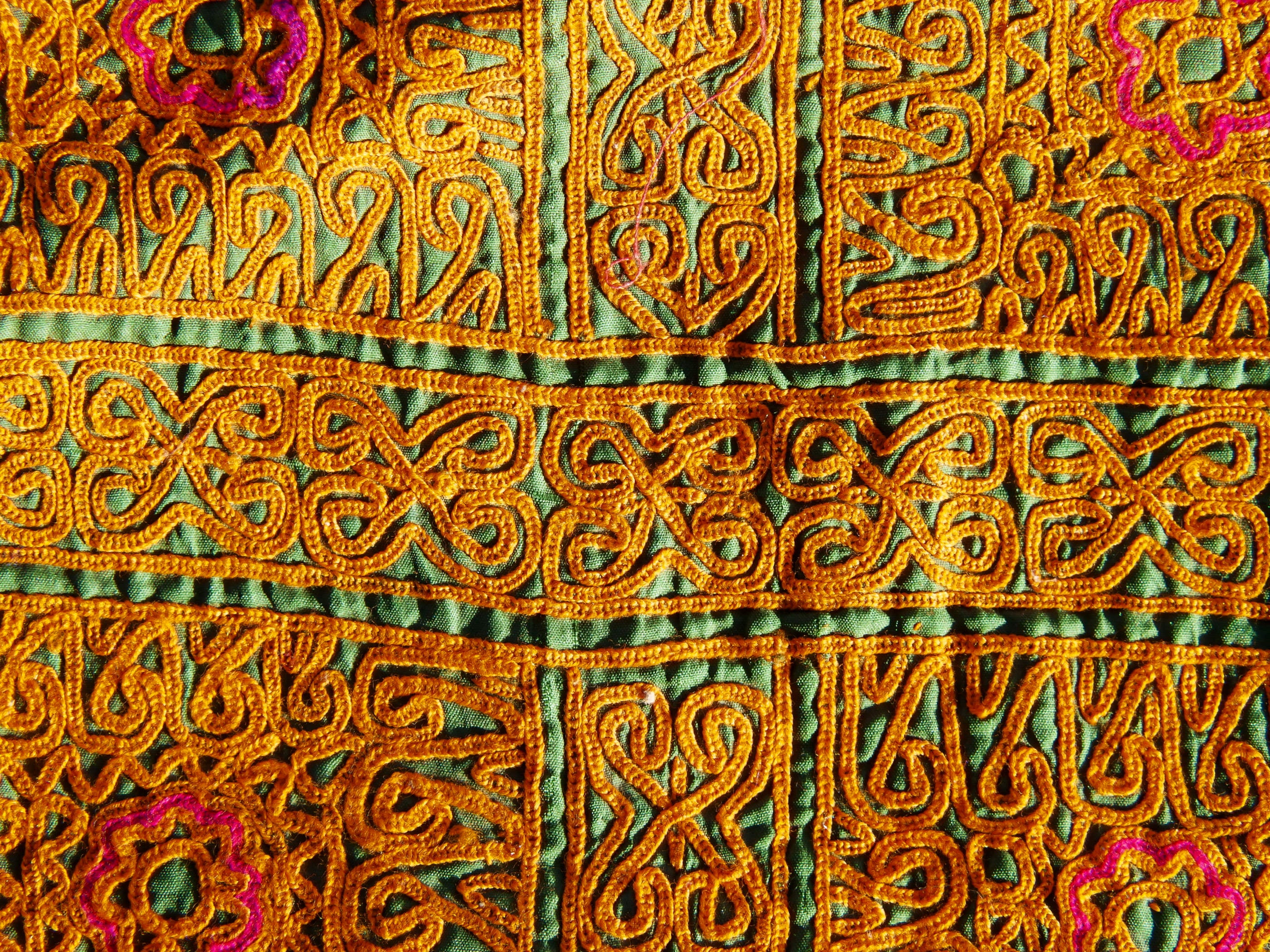 Tessuto Indiano Floreale Giallo Fatto A Mano Con Stampa - Foto 2