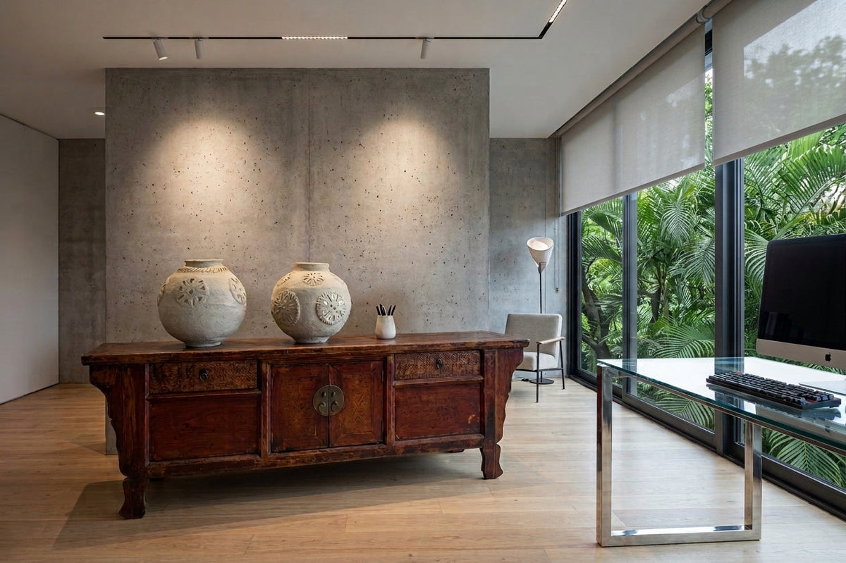Credenza bassa cinese in ambientazione AI