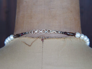 collana indiana con perle, turchese e topazio fume collana assemblata a mano   lunghezza 45 cm, peso 30 gr