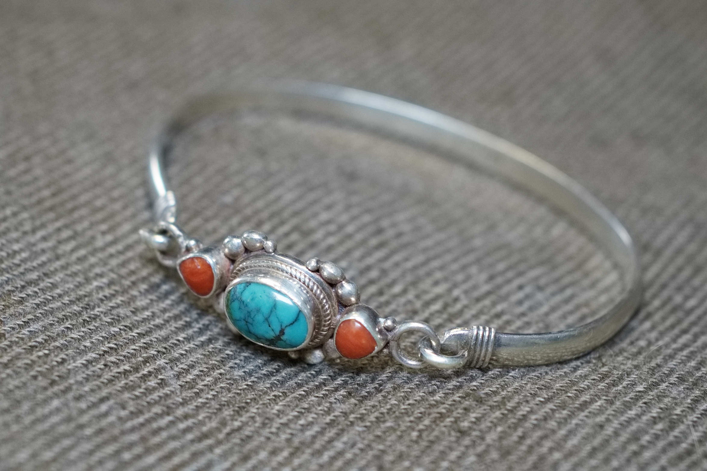 bracciale argento turchese e corallo