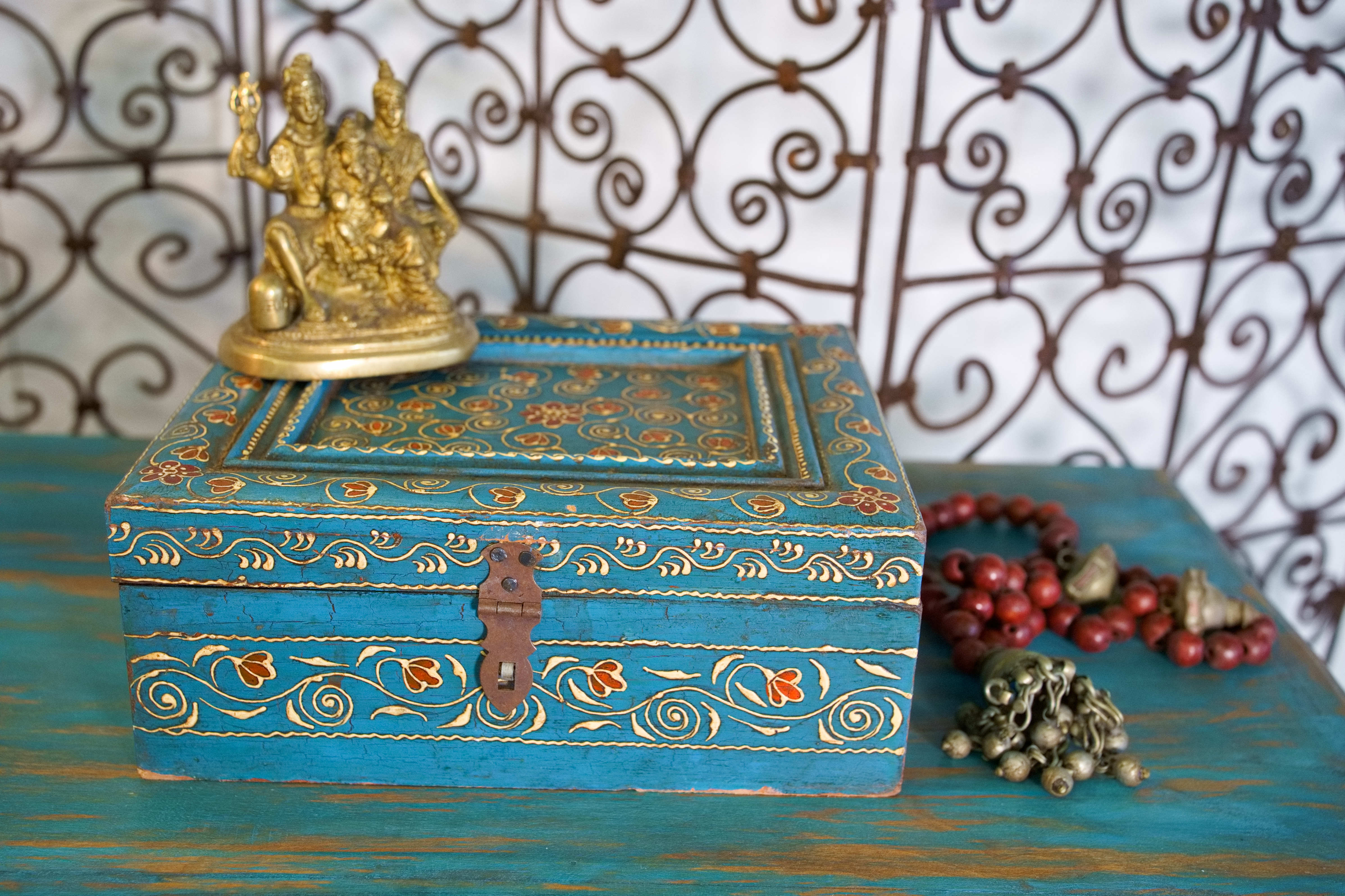 box india in legno contenitore