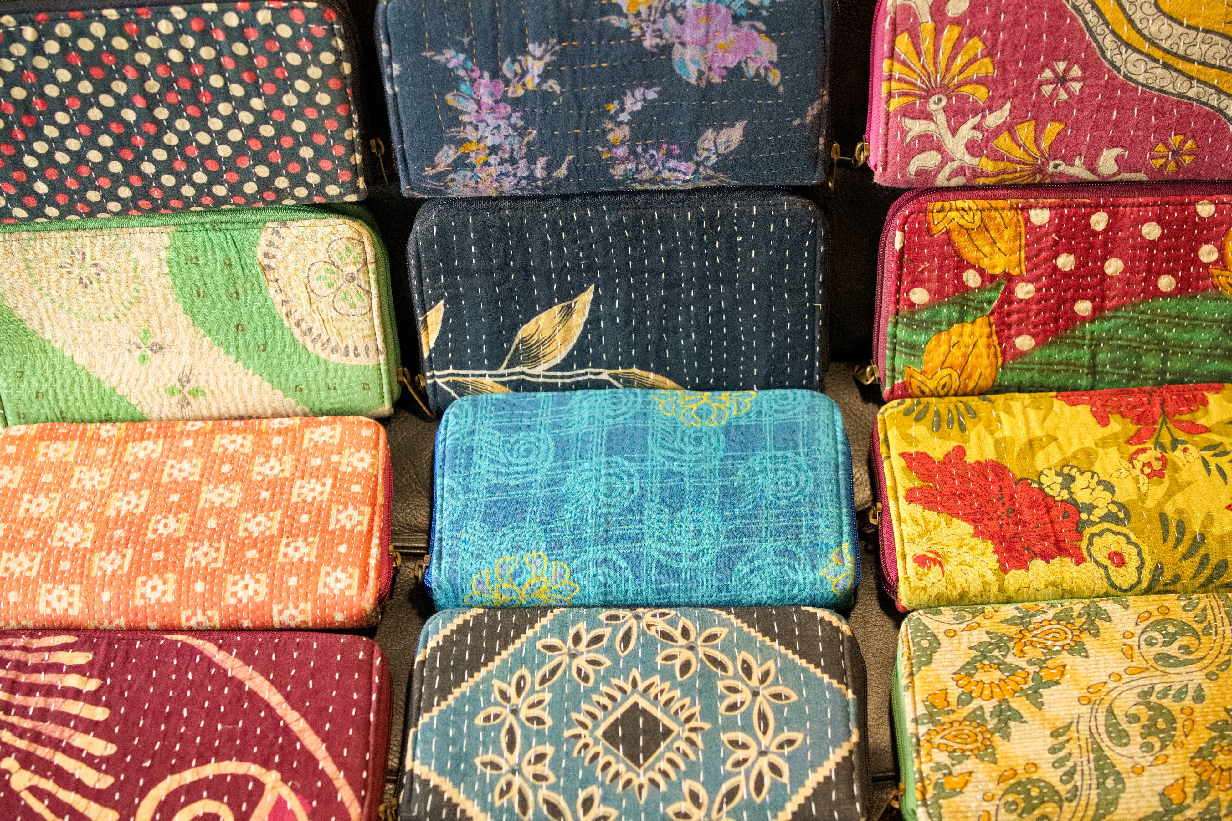 borsellino in cotone stile kantha, tipico indiano etnico hand made