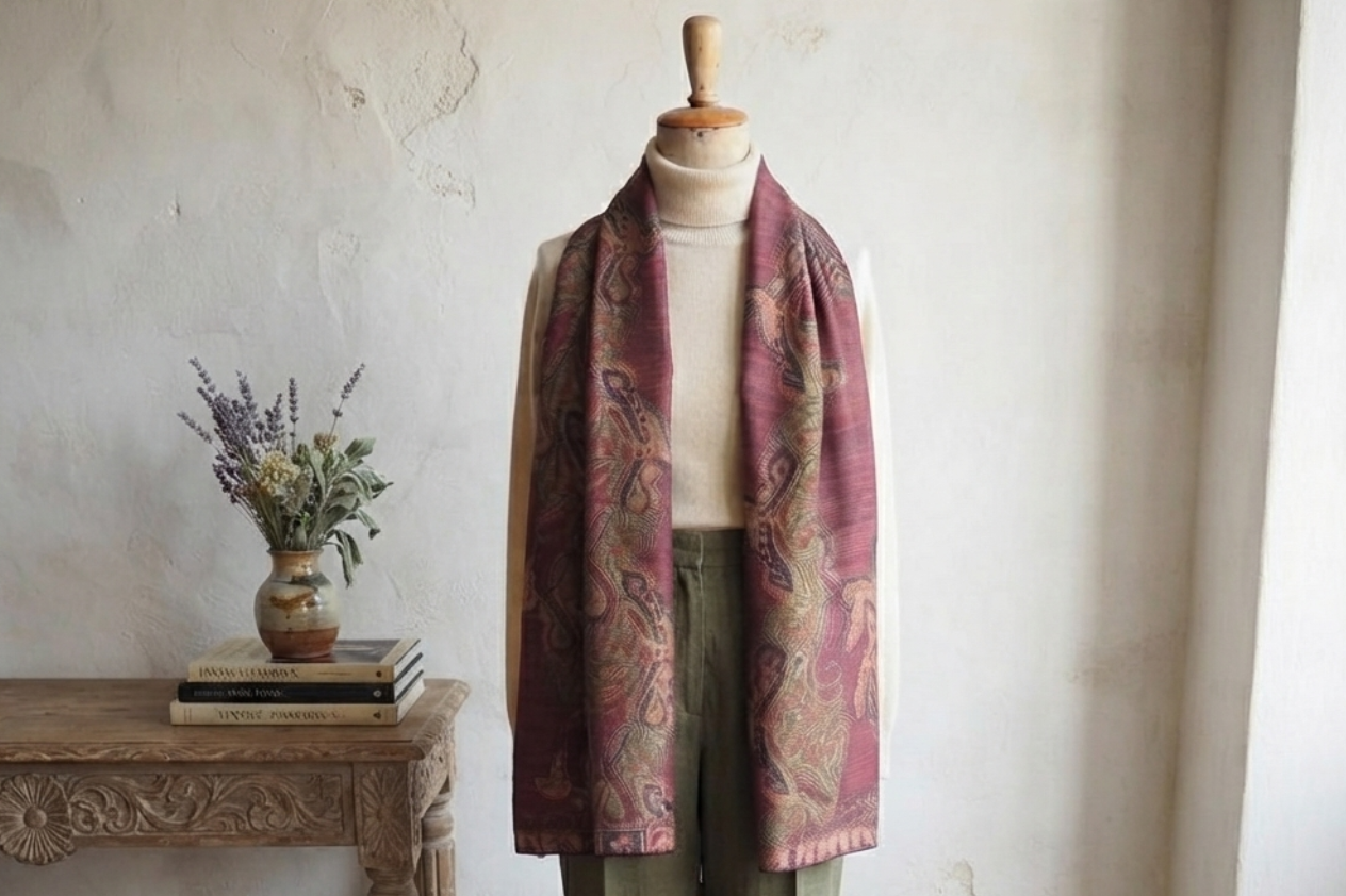 Una pashmina appoggiata su un manichino