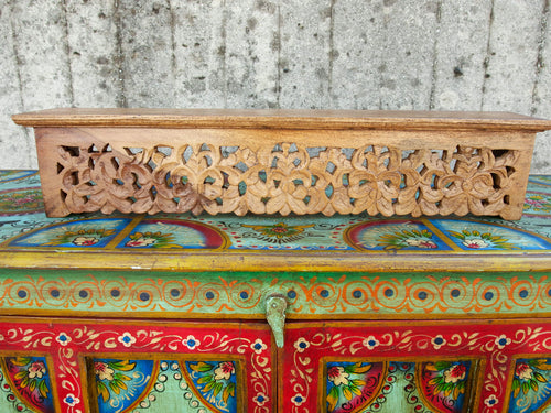 fregio indiano in legno, mensola da appendere o base da appoggio, alzata incisa    cod.KG48