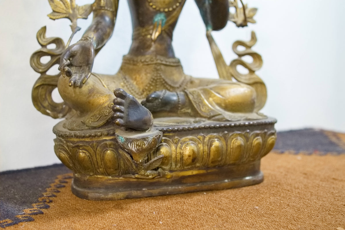 Dettaglio ravvicinato del piede della statua