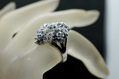 Anello vittoriano in argento 925 con zaffiri blu naturali