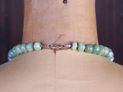 collana in acquamarina e argento .lunghezza totale 64cm, peso 172 gr 