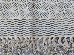 tappeto indiano in cotone, canapa, lino e juta lavorato artigianalmente  pezzo unico, si puo' usare anche come arazzo da appendere, come stuoia, come corsia made in india  dimensioni 120x190cm