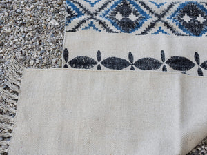 tappeto indiano in cotone, canapa, lino e juta lavorato artigianalmente pezzo unico, si puo' usare anche come arazzo da appendere, come stuoia, come corsia made in india  dimensioni 60x190cm