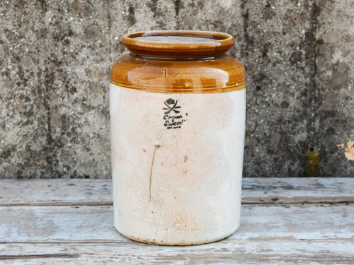 Vaso vintage in ceramica dipinto. Impiegati in India per il trasporto del latte. (venduto senza la componente floreale) Diametro 19 h 29 cm