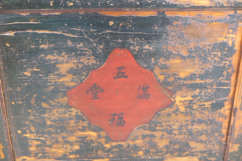 Antico Baule Cina, Databile Fine Metà '800. Dimensioni 95x60xh90cm.
