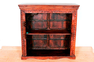 Libreria Indiana Interamente Assemblata Con Fregi E Assi Recuperato Da Portali O Elementi Architettonici Di Case Indiane Antiche. Dimensioni 110x45xh110cm.