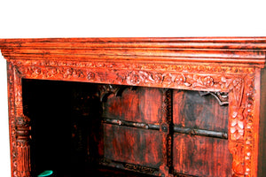 Libreria Indiana Interamente Assemblata Con Fregi E Assi Recuperato Da Portali O Elementi Architettonici Di Case Indiane Antiche. Dimensioni 110x45xh110cm.