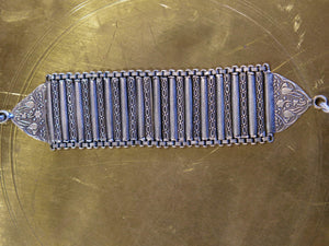 bracciale indiano a fascia in german silver assemblato e costruito artigianalmente . 68 gr 21 x 4 cm