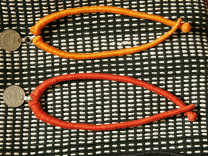 collana cotone pendaglio moneta antica
