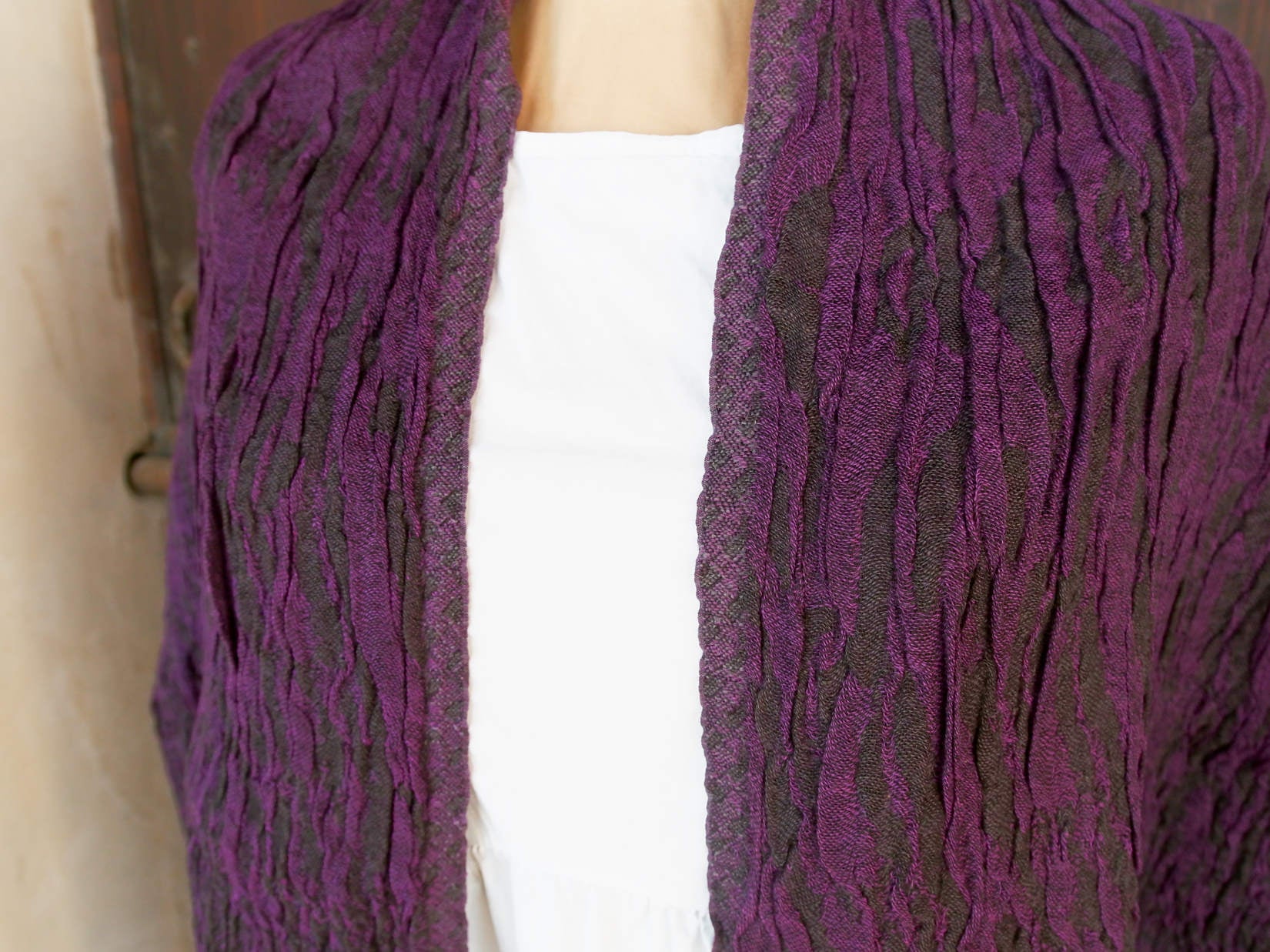 scialle in lana misto cotone  sciarpa con fibre elasticizzate