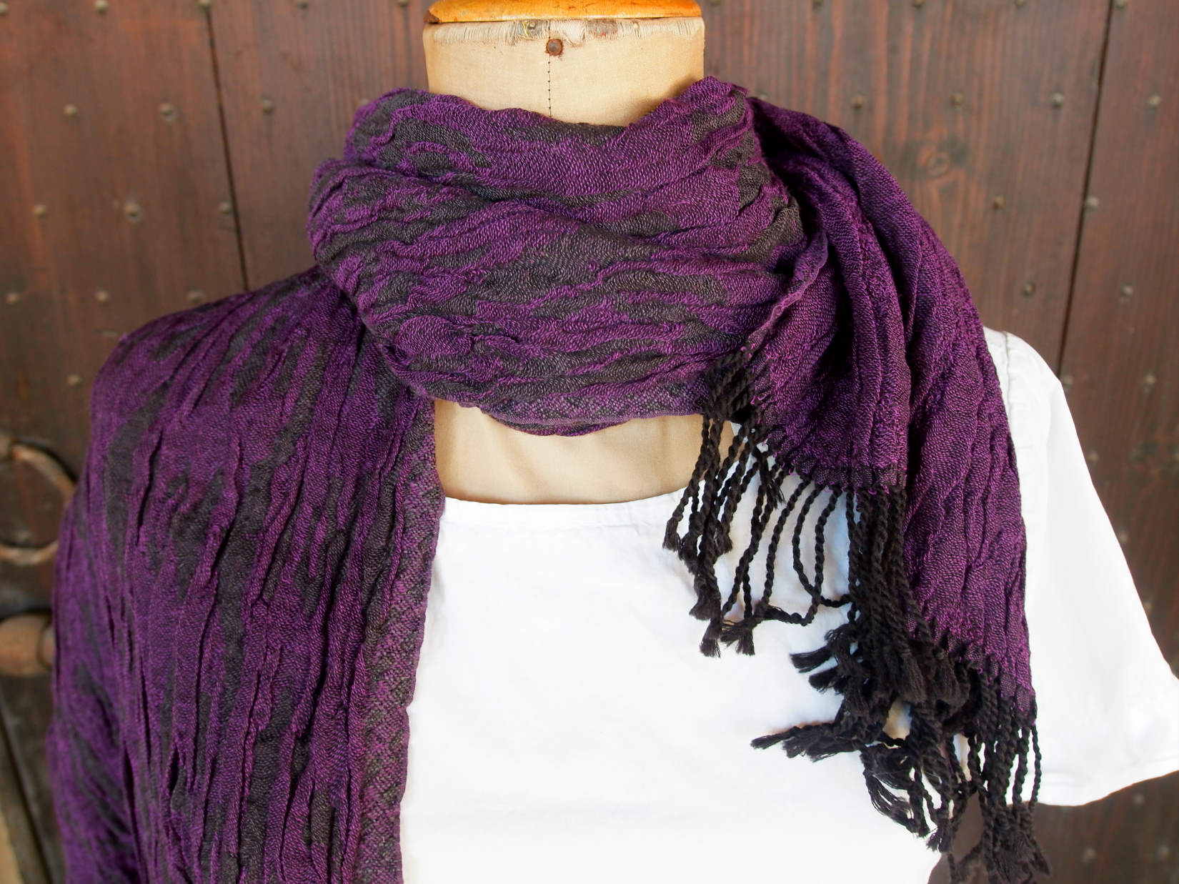 scialle in lana misto cotone  sciarpa con fibre elasticizzate