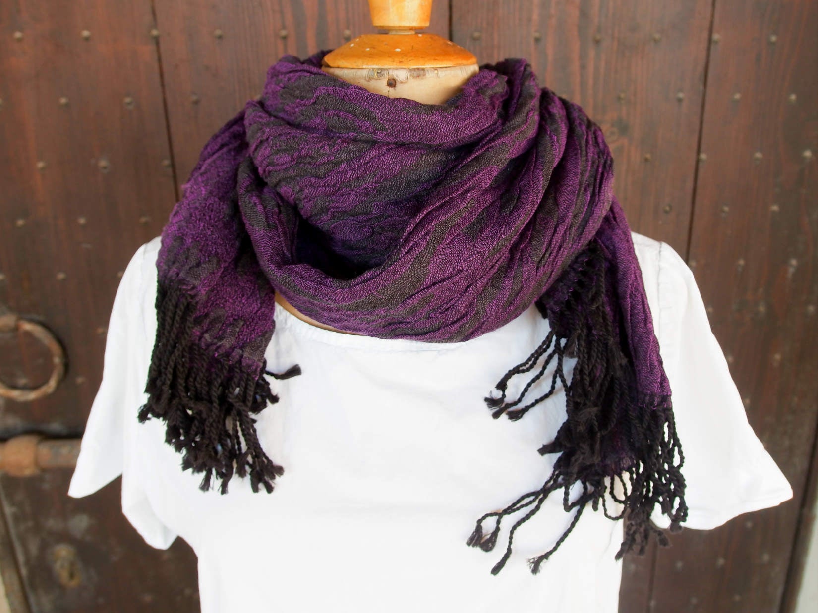 scialle in lana misto cotone  sciarpa con fibre elasticizzate