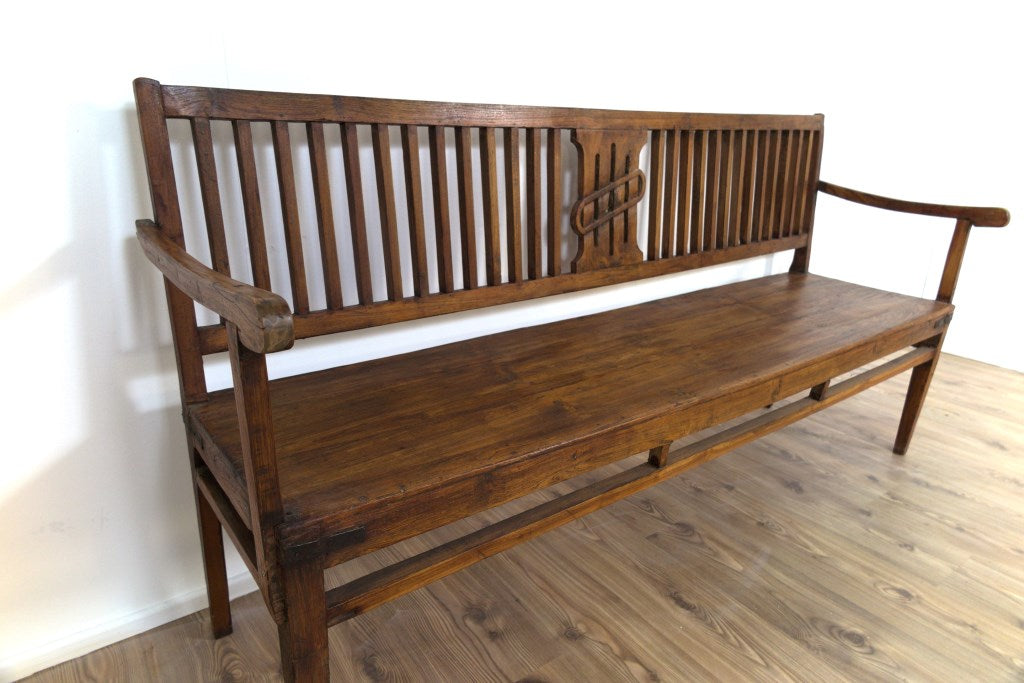 Panca Coloniale Indiana Autentica In Stile Coloniale. Legno Di Teak. Databile Primi Del ’900. Dimensioni 182x52xh95cm.  