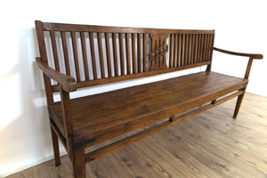 Panca Coloniale Indiana Autentica In Stile Coloniale. Legno Di Teak. Databile Primi Del ’900. Dimensioni 182x52xh95cm.  