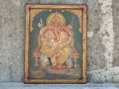 Vista d'insieme del quadro artigianale raffigurante la divinità Ganesha.