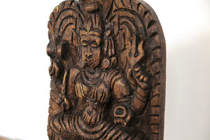 Statua Shiva in legno, tronco di teak inciso, databile metà 900, pezzo unico lavorato artigianalmente. dimensioni 30x12xh40cm.