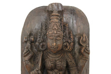 Carica l&#39;immagine nel visualizzatore di Gallery, Statua Shiva in legno, tronco di teak inciso, databile metà 900, pezzo unico lavorato artigianalmente. dimensioni 24x17xh53cm.