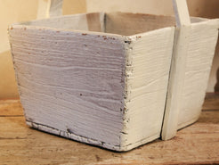 Cesto Cina, Porta Riso In Legno Di Olmo, Assemblati Senza L'Utilizzo Di Ferramenta Ma Solo Con Incastri A Pettine. Dipinto Bianco Dimensioni 38x38xh50cm.