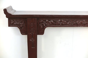 Consolle Cinese In Legno Di Olmo Laccata Rossa. Dimensioni 154x30xh105cm.