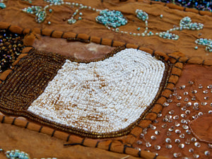 Vecchio arazzo in cotone, lavorato artigianalmente a mano con tecnica patchwork.Dimensioni 100x150cm