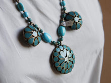 Carica l&#39;immagine nel visualizzatore di Gallery, collana afgana in turchese e argento. pezzo unico.lunghezza 59cm, peso 70gr