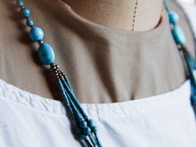 Carica l&#39;immagine nel visualizzatore di Gallery, collana afgana in turchese e argento. pezzo unico.lunghezza 59cm, peso 70gr