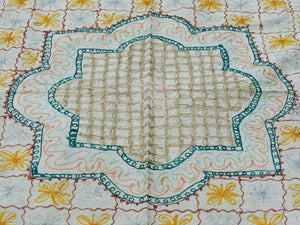 Telo Indiano in cotone di colore beige con ricamo mix color. Può essere impiegato come copridivano, copriletto, tovaglia o tessuto da appendere a parete. Dimensioni 210x280cm     per info ed ulteriori foto 0039 3338778241 watshapp info@etniko.it facebook / instagram / pinterest : etnikobycrosato