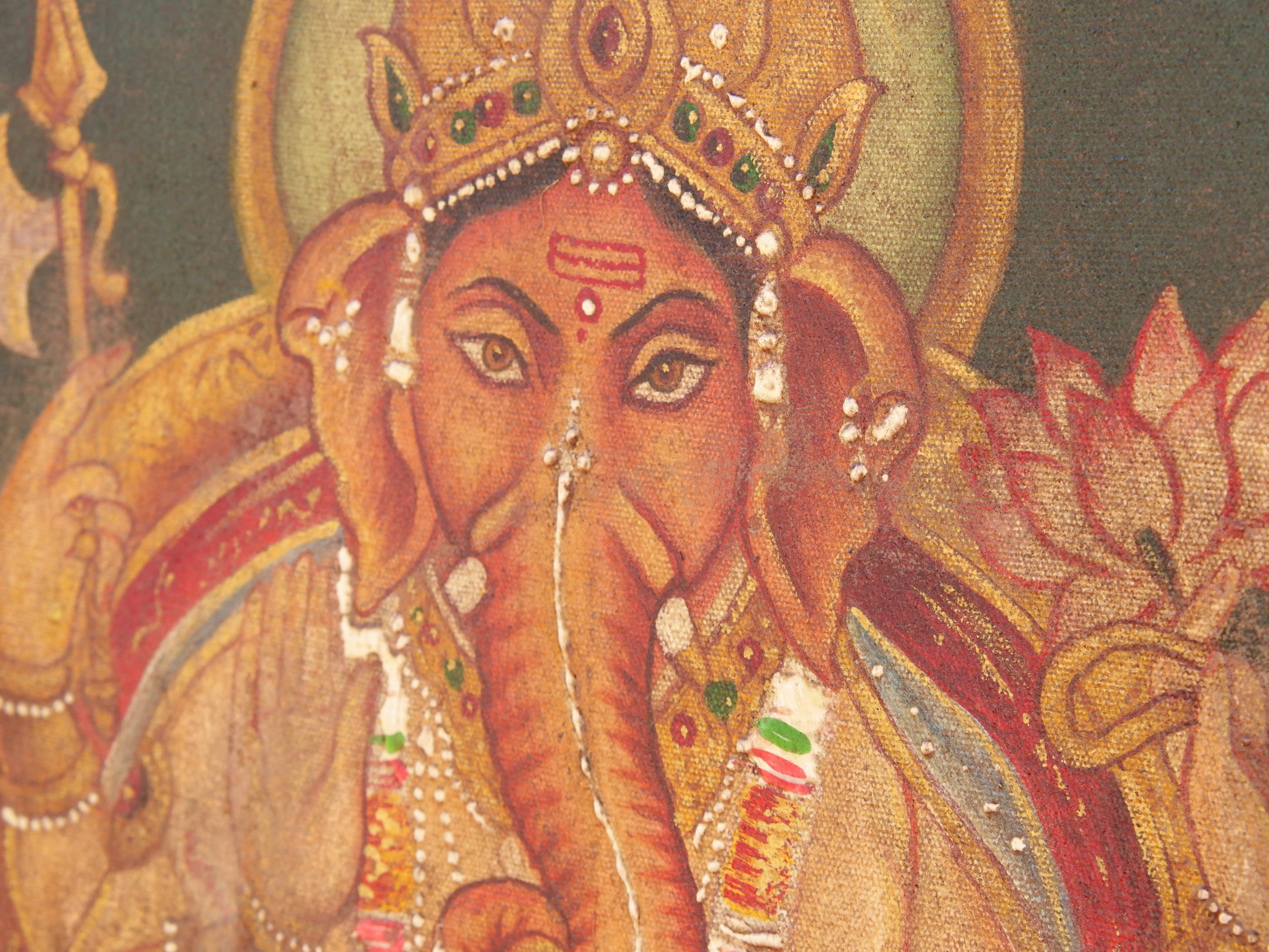 Quadro raffigurante ganesh. Pezzo unico.dimensioni 53x68 profondità 4 cm