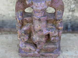 Statua Divinità Ganesha in legno dipinta di provenienza Indiana. Dimensioni 12x5 h22cm.