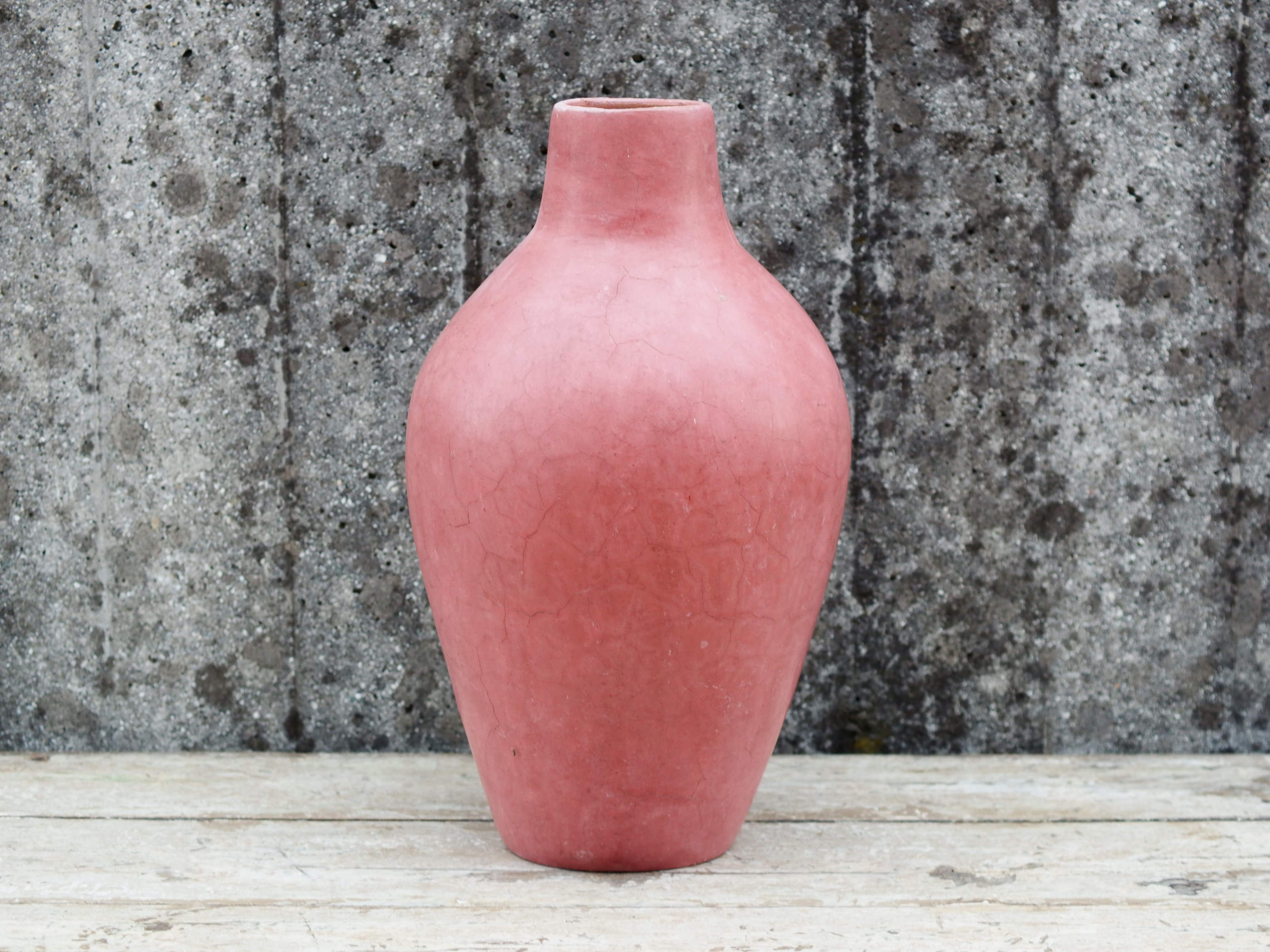 Vaso decorativo tadelakt marocchino grigio lucido vista frontale intera